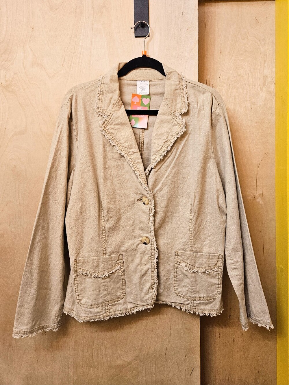 Y2K Gold Shimmer Frayed Button Jacket